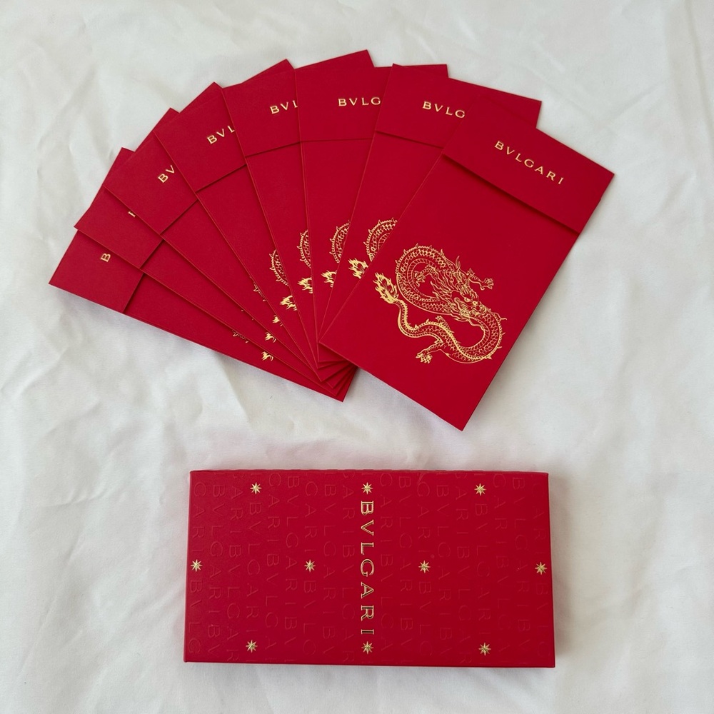bvlgari 2024 chinese lunar new year dragon designer luxury red envelope set of 8